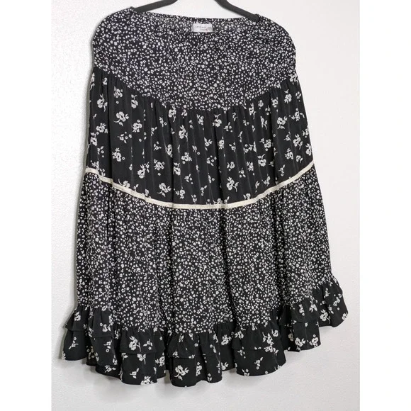 Sweet Baby Jamie Tiered Black Floral Midi Skirt Size XS - Picture 2 of 8